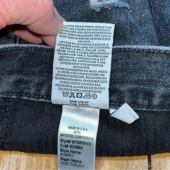 SIWY Avery hi rise black denim button fly distressed shorts - Picture 9 of 10